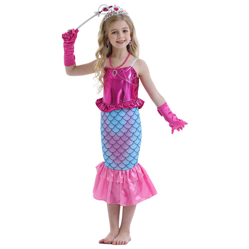 2024 Costume for Kids - Mermaid Princess Dress with Fish Tail, for Girls, Sparkling Dress, Performance Costume