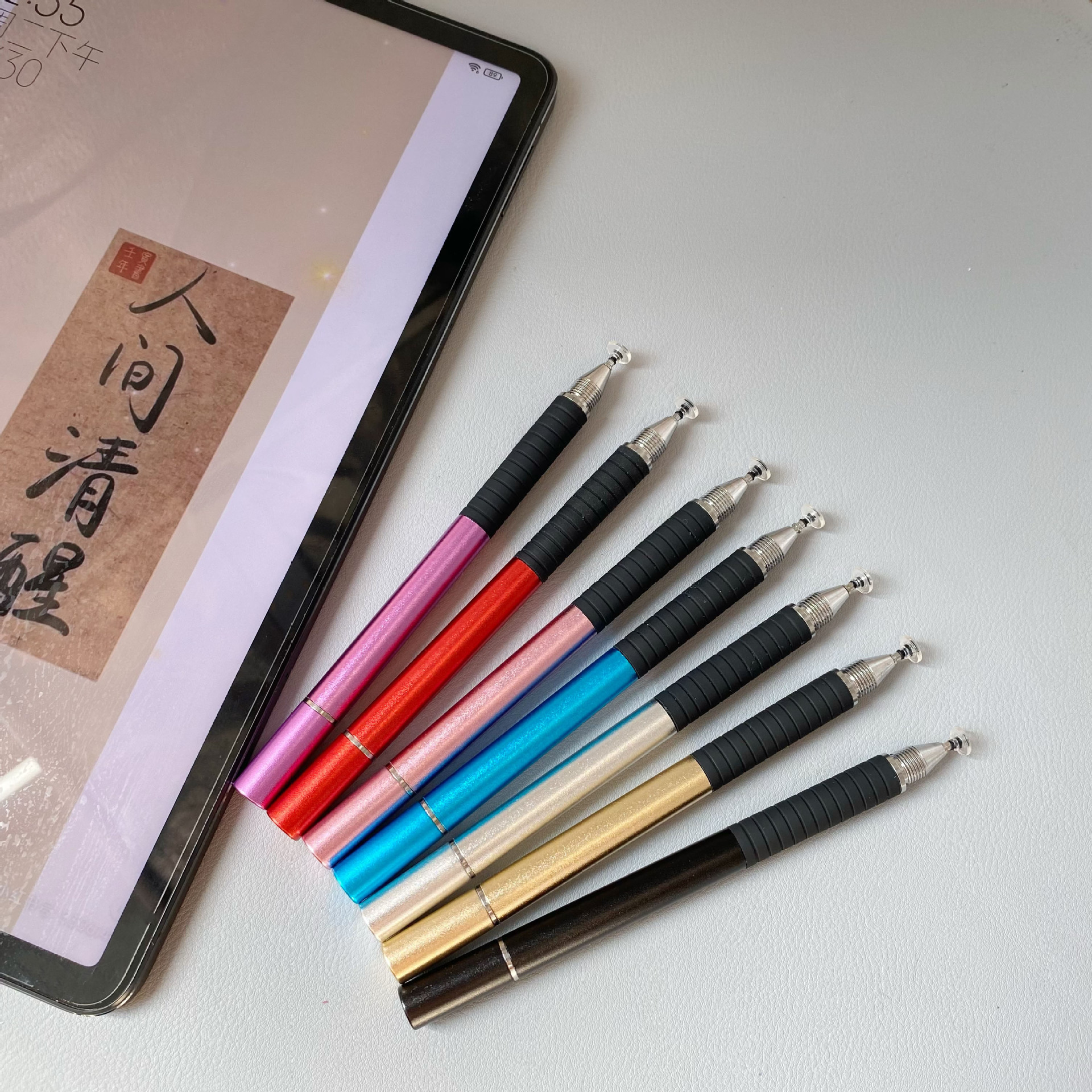 Classic two-handed writing pen, head writing pen, round writing pen, cross-border writing pen, anti-slip cover, touch pen