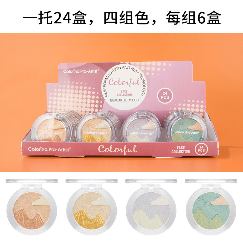 Maquillaje gradiente en relieve rubor transfronterizo perlado colorete mate en polvo bandeja de rubor cosméticos de belleza al por mayor