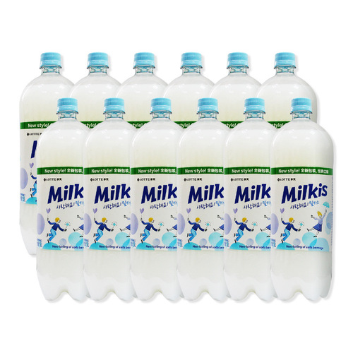 Korean imported Lotte's Kiss Milk Flavor Carbonated Beverage Soda Water 1.5L Large Bottle Catering-Specific
