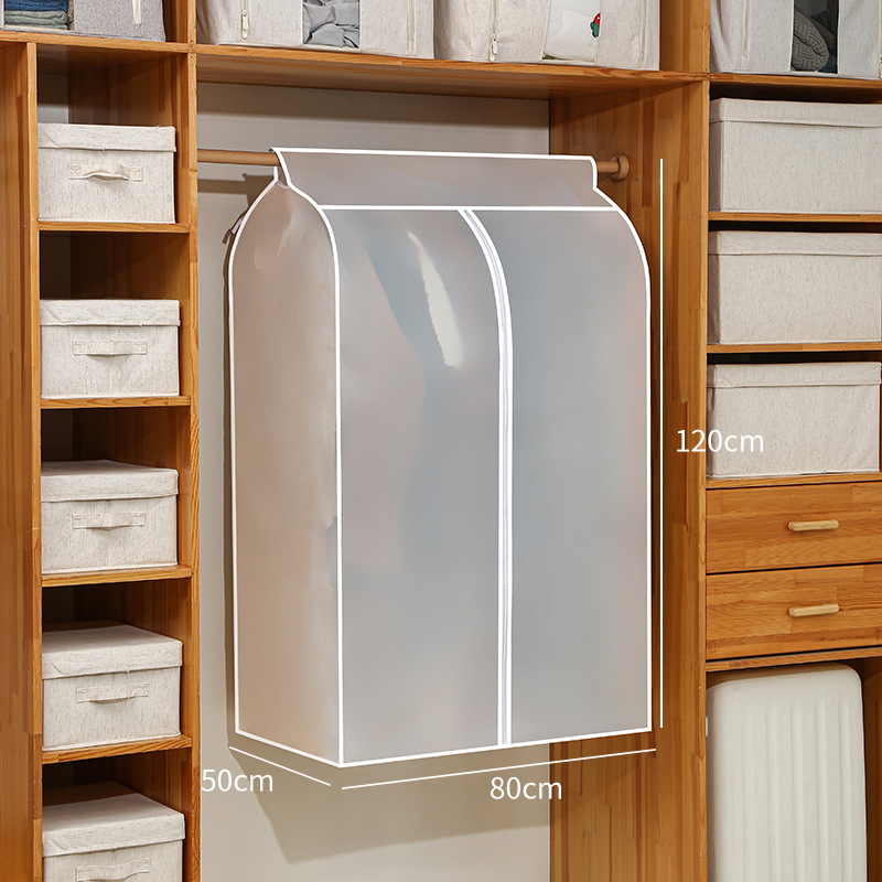 Ropa cubierta de polvo transparente impermeable abrigo traje ropa colgante bolsa armario colgando ropa tridimensional bolsa de polvo al por mayor