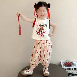 女童裤子夏装薄款2026夏季新款哪吒儿童防蚊裤网红洋气休闲裤批发