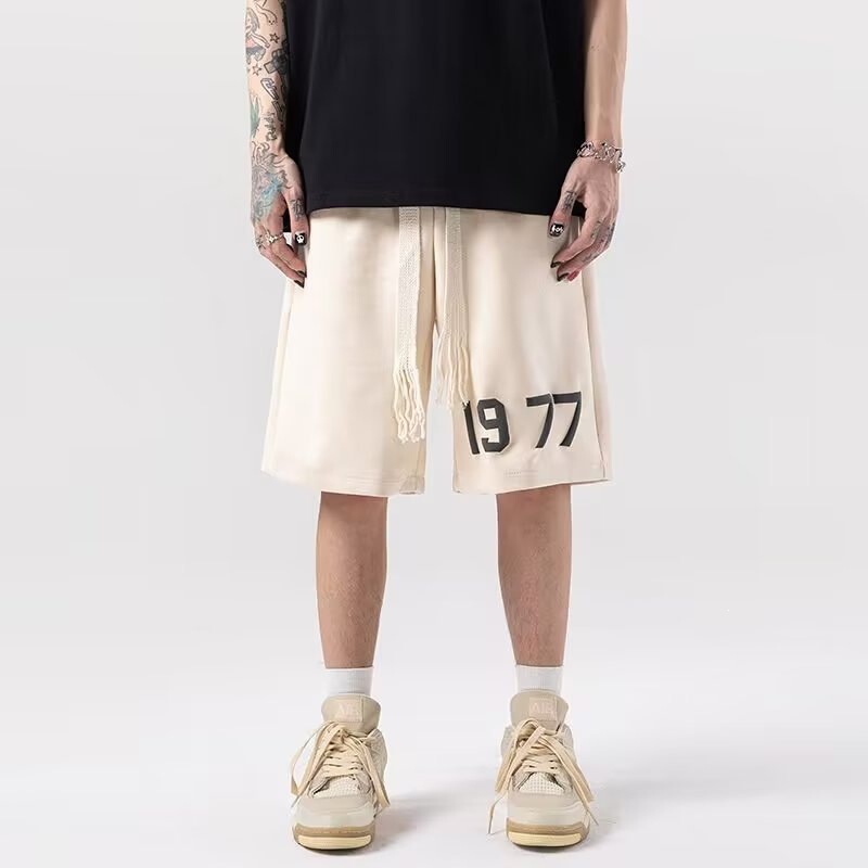 Men's Suede Shorts, Brown Foam Sports Shorts, Summer Thin American-Style Loose-Fitting Knee-Length Shorts