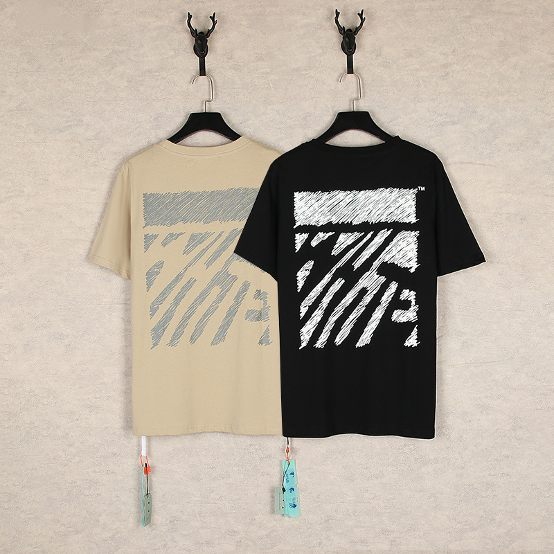 Cross-Border In-Stock Off White Ow Summer Character Print Series Oversized Unisex Short-Sleeve T-Shirt Cross-Border In-Stock Off White Ow Summer Character Print Series Oversized Unisex Short-Sleeve T-Shirt