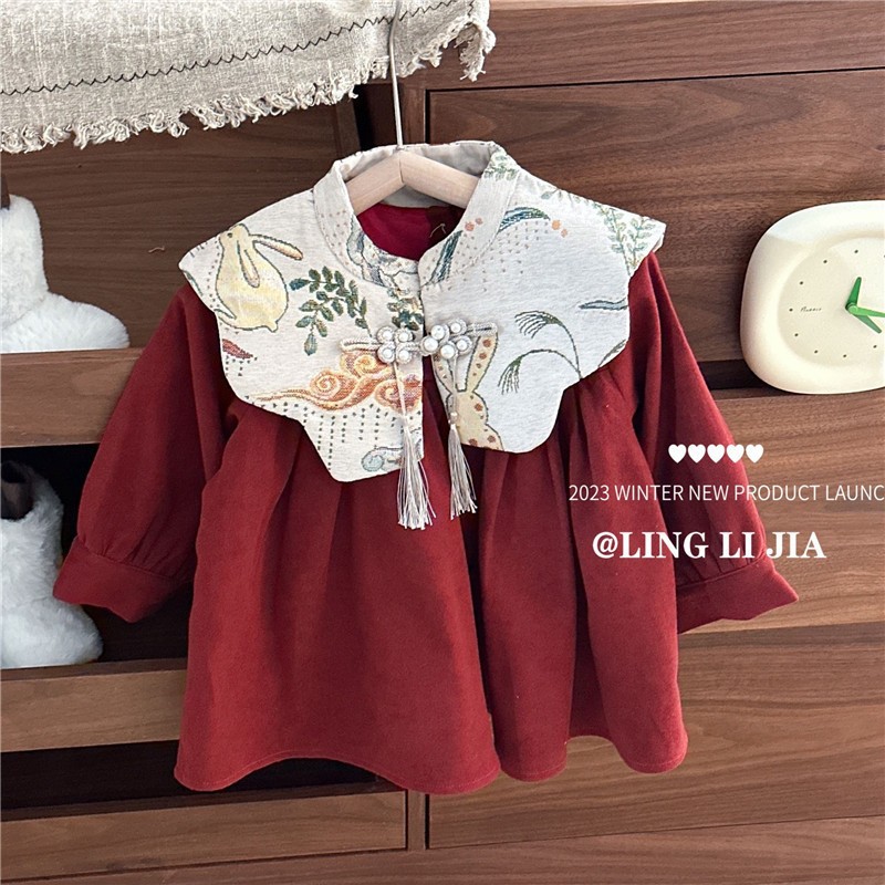 2024 invierno nuevo vestido de niña estilo chino Hanfu niños más terciopelo vestido de año nuevo chino vestido de cheongsam falda image 12