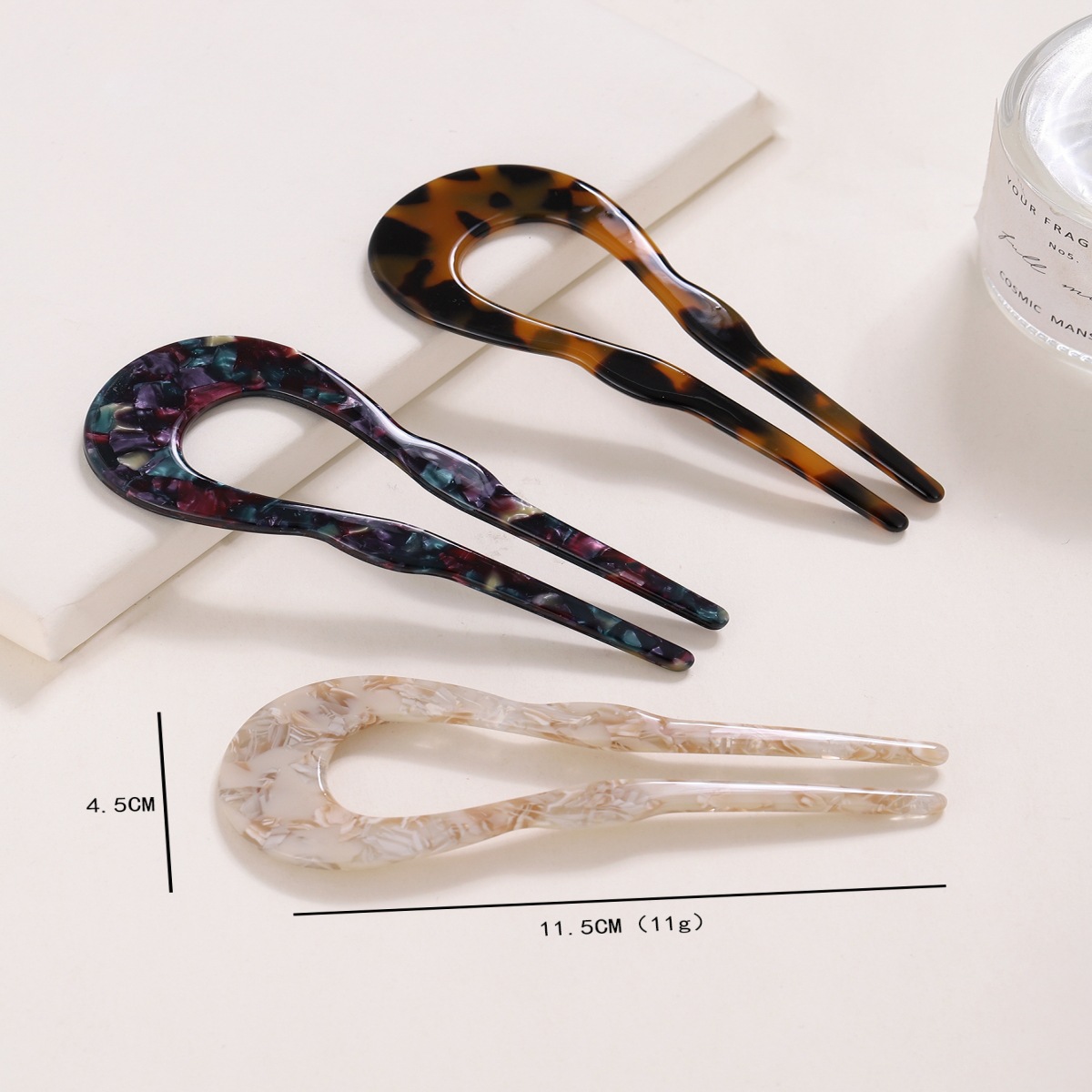 Accesorios para el cabello de estilo japonés de las mujeres simple updo elegante ins acetato de acrílico placa de la horquilla de la Cabeza trasera estampado de leopardo horquilla en forma de U