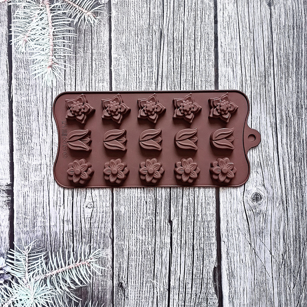 15 3 tipos de chocolate tulipas 680 molde de silicona dulces pudín molde de postre pastel para hornear