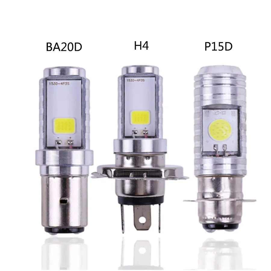 Мотоциклетная светодиодная фара с встроенной высокомощной COB-лампой P15D BA20D H4, LED-освещение для электромобилей 12–80В