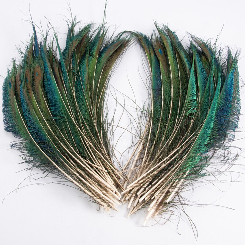 Manufacturer Wholesale Indian Original Peacock Feathers 25-40 Side Feathers for Flower Arrangements, Half-Sided Colored Feathers, Single-Sided Peacock Feathers