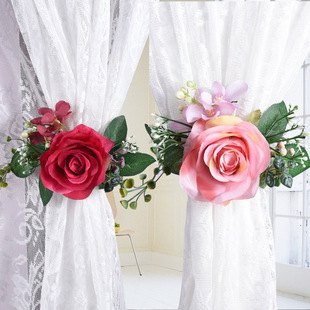 The New curtain strap soft dress simulation flower curtain decoration festive atmosphere window tie belt curtain clip accessories