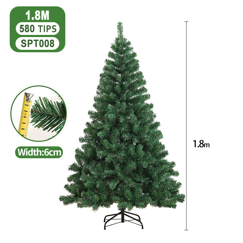 Árbol de Navidad de PVC gran árbol de simulación verde encriptado 1,5 m/1,8 m decoración de piso de hotel en casa en stock