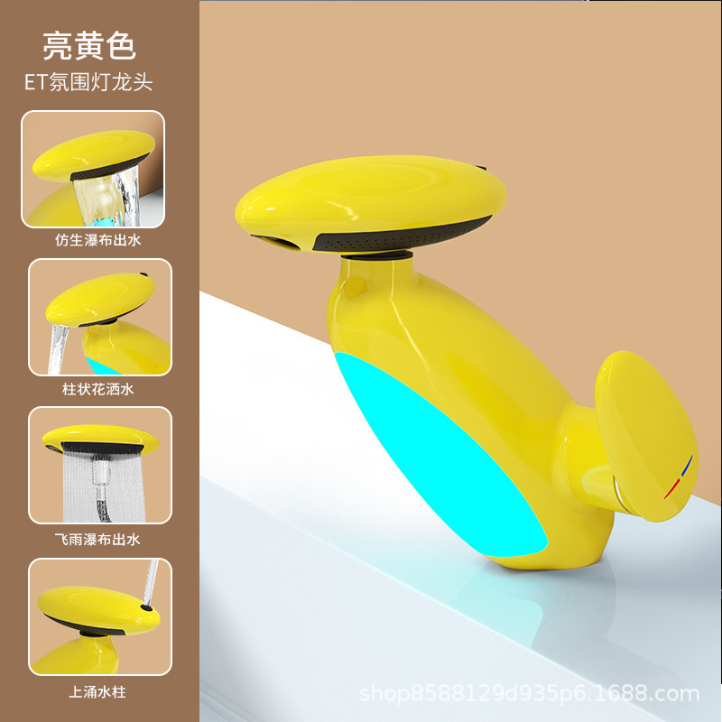Baño lavabo grifo frío y caliente doble uso pingüino gabinete de baño de dibujo lavabo mesa de lavabo antifalentador boca