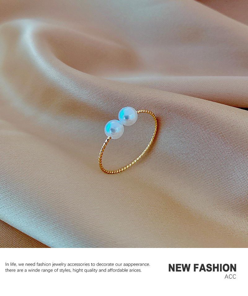 Simple Style Solid Color Copper Plating Inlay Pearl Open Ring 1 Piece