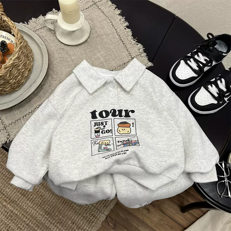男童套装秋装2025新款时髦痞帅小童装宝宝衣服秋季儿童卫衣两件套