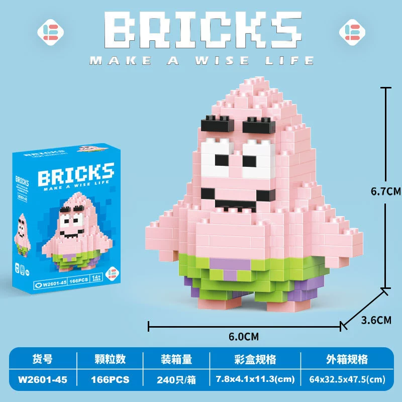 Micro‑block cartoon doll constructor (Lego style), strawberry & mini bears, blind box, micro pieces