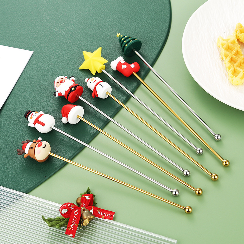 304 Stainless Steel Stirring Stick Christmas Gift Milk Tea Coffee Stirring Spoon Cartoon Doll Mixing Stick Ball Stirring Stick 304 Stainless Steel Stirring Stick Christmas Gift Milk Tea Coffee Stirring Spoon Cartoon Doll Mixing Stick Ball Stirring Stick
