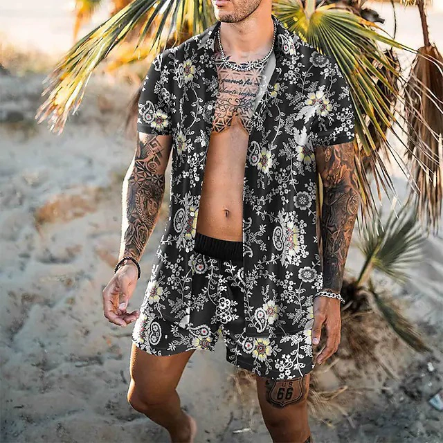 Summer set, trend shirt, style, with short sleeve, 3D