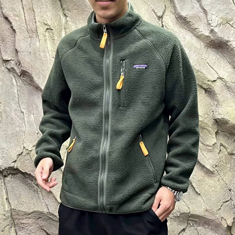 [5602] Cross-border export fleece jacket with a stand-up collar, warm and thickened for autumn and winter outdoor wear