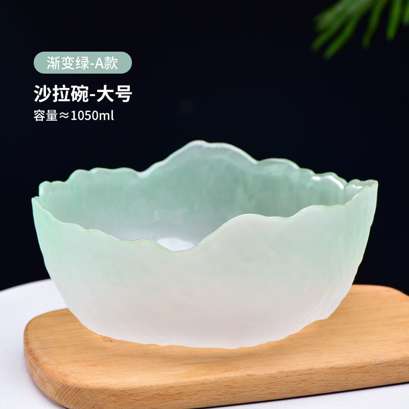 Venta al por mayor estilo nórdico patrón de martillo transparente borde dorado ensaladera de vidrio hogar plato de fruta de postre de alto aspecto vegetal