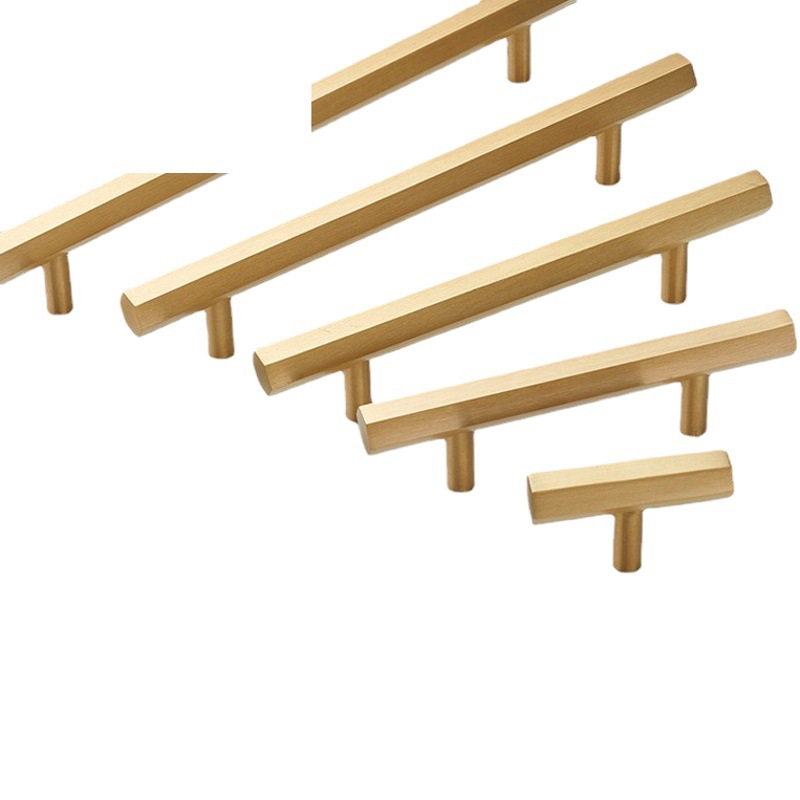 Manija de la puerta del Gabinete Manija francesa Manija de la puerta del Gabinete Manija de cobre Cajón francés Manija de un solo orificio Manija de latón Cajón hexagonal
