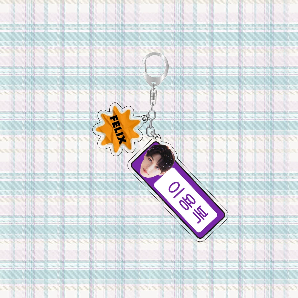 Аcrylic Idol-Style Keychain Set, 20 Character Designs, Double-Charm Metal Ring, 3.5 g