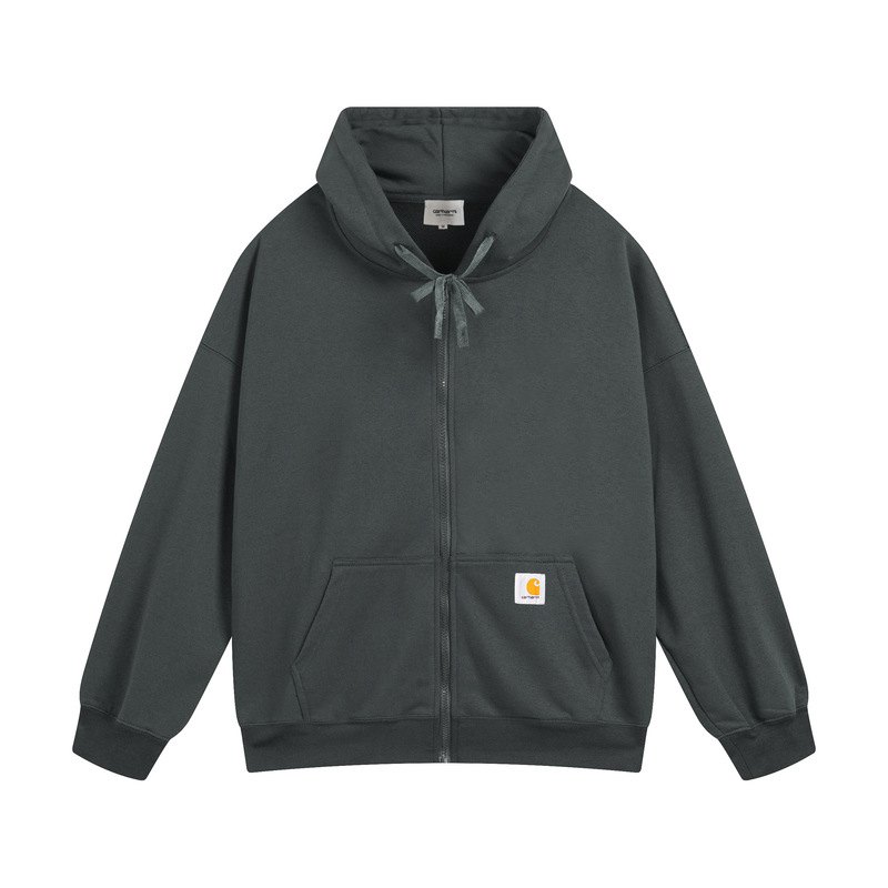 Wip24 Autumn and Winter Simple Embroidered Logo Carhartt Men's and Women's Hooded Zipper Sweatshirt Jacket Trendy