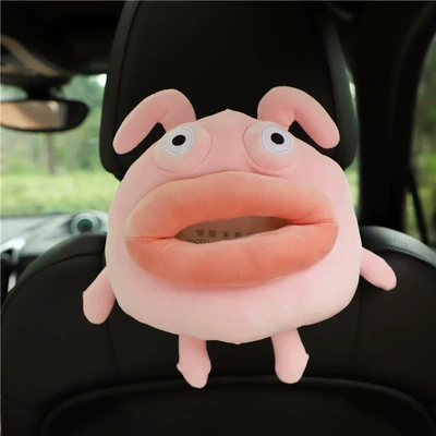 Car tissue box/set Plush Car Seat Back - pink-sausage-mouth