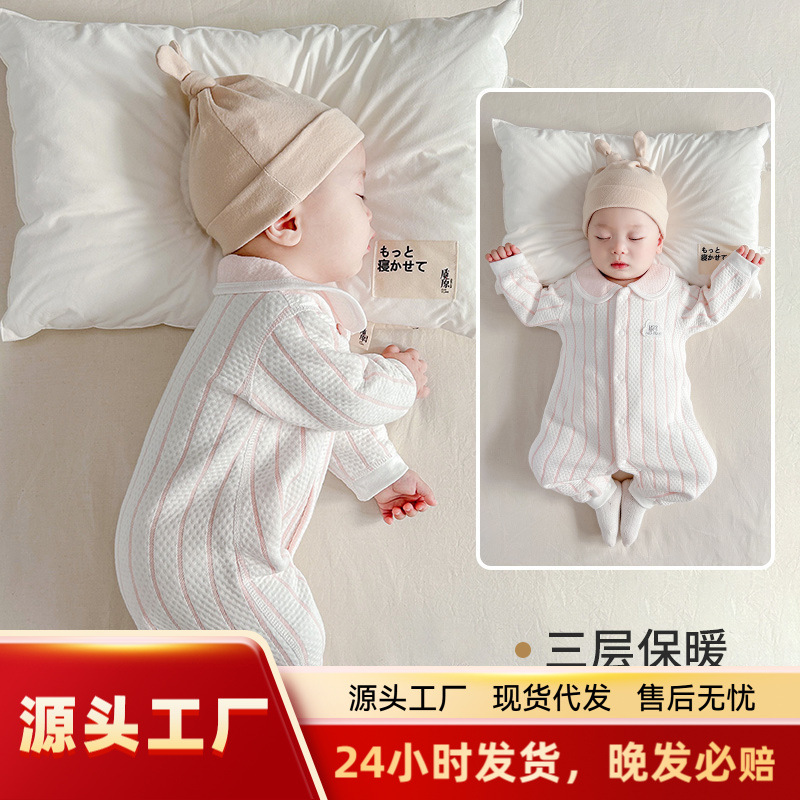 Bebé mono primavera y otoño puro algodón acolchado bebé niña ropa de primavera ropa recién nacido mameluco bebé primavera mameluco