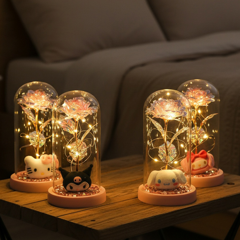 Hermosas flores de la eternidad de Kolomi, rosas de San Valentín, regalos creativos transfronterizos, pequeños regalos de vidrio para novia