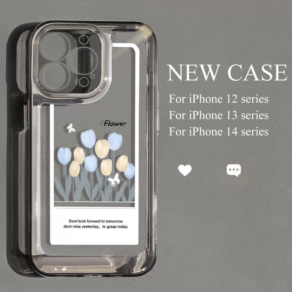 Чехол для телефона Apple iPhone13 Pro и iPhone12 совместимый, мягкий корпус «маленький тюльпан», древесная фактура