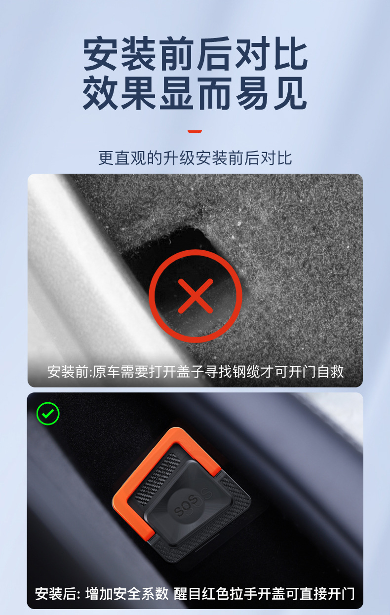 Suitable for Tesla's New Model Y/Yl Rear Door Emergency Pull Switch Unlocking Mechanical Switch Special Parts
