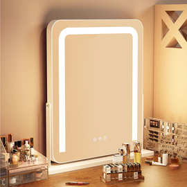 梳妆台镜子化妆镜台式桌面主卧室家用LED带灯2025新款智能梳妆镜