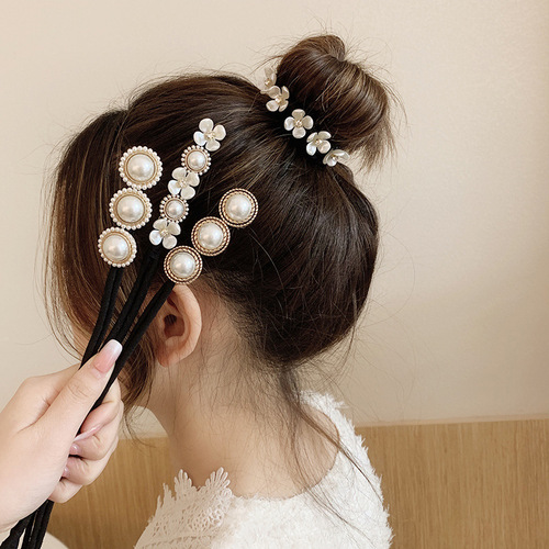 Pearl hair twister, ball head, bow hair twist, elegant back of head headband, super fairy pearl hair band for lazy people