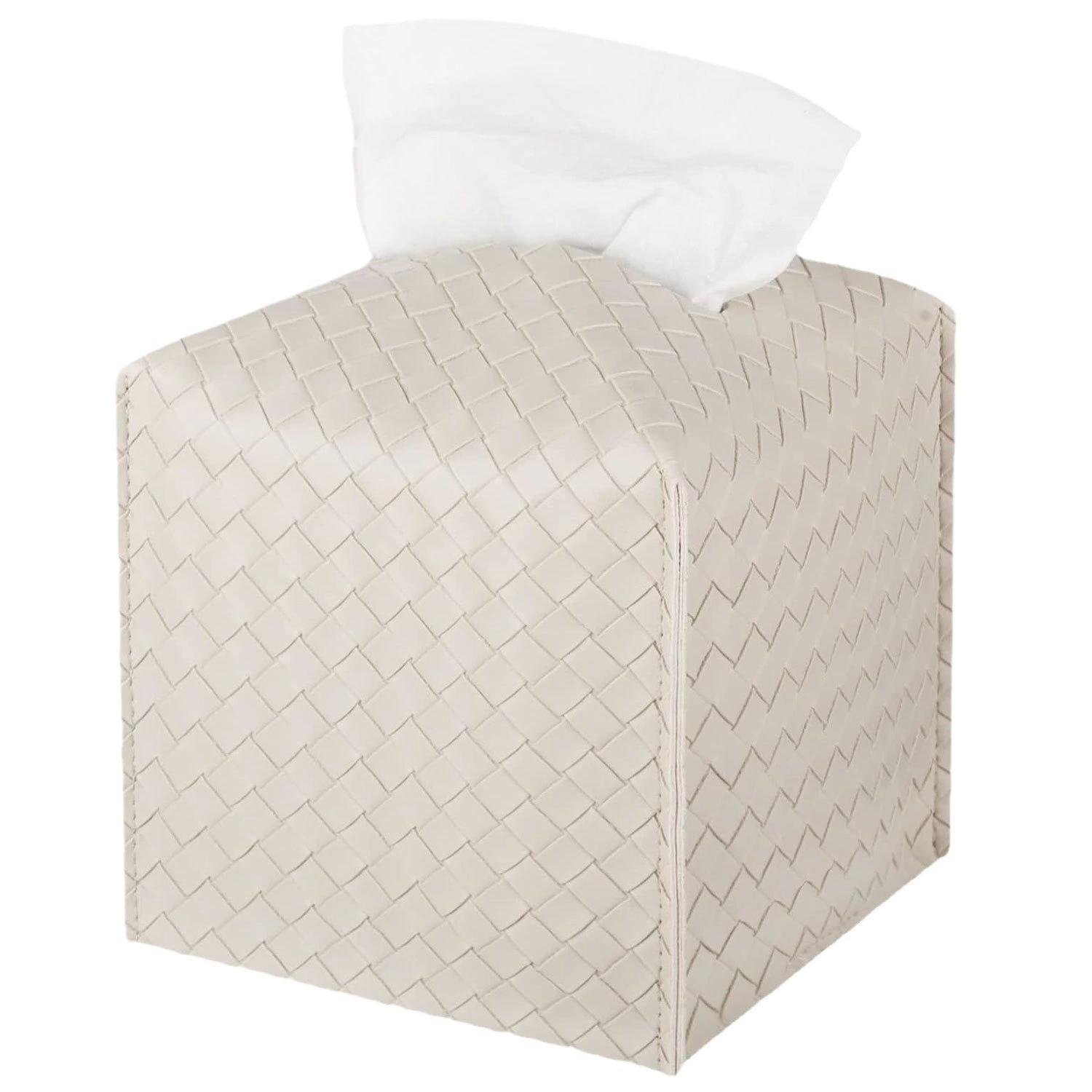 PU leather tissue box square knitted pattern creative advertising cardboard box Living room coffee table car napkin paper box