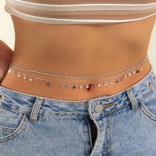 Cross-border jewelry summer trend simple multi-layer crystal star charm belt chain factory wholesale