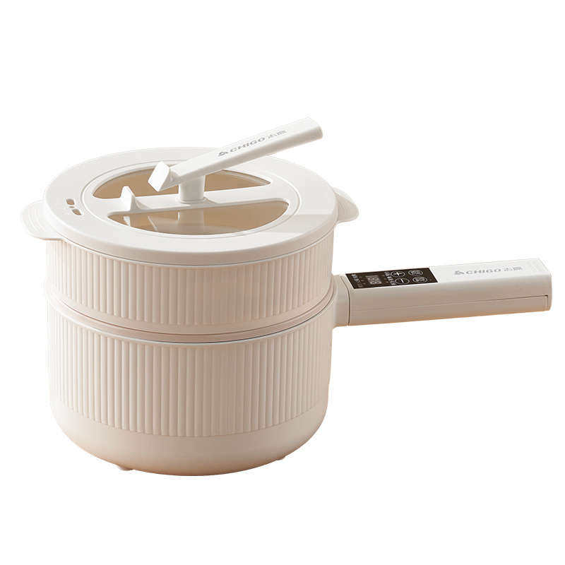 Olla de cocina eléctrica Zhigao, hogar multifuncional, dormitorio de estudiantes, olla caliente, olla antiadherente, freír, reserva inteligente, olla integrada 2L