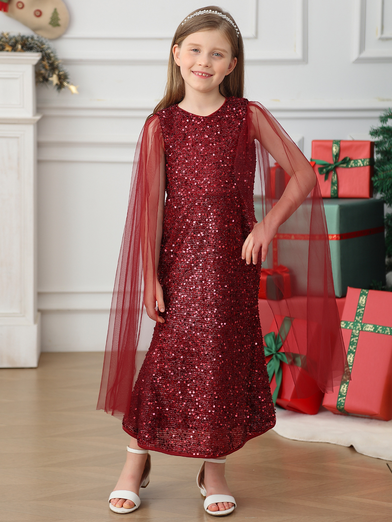 Vestido de niña transfronterizo vestido de navidad sin mangas vestido de anfitrión vestido de baile