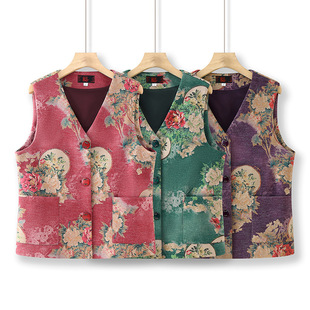 Grandma Vest Mom Waistcoat Old Man Clothes Spring and Autumn Wife Vest Jacket Coat Old Man Autumn Vest Women