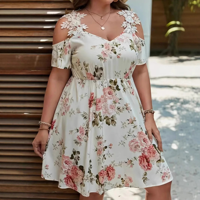 2025 Cross-border New plus size Women's Printed dress Summer Elegant New Printed Waist Fashion dress 2025 Cross-border New plus size Women's Printed dress Summer Elegant New Printed Waist Fashion dress