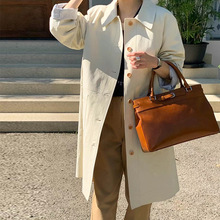 【现货】2025年秋新款韩国东大门SLOWB休闲翻领中长款风衣外套女