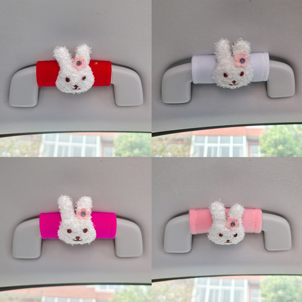 Manuela de automóvil de dibujos animados de peluche pequeño sin hombre y mujer cubierta de manija de puerta interior guante de techo