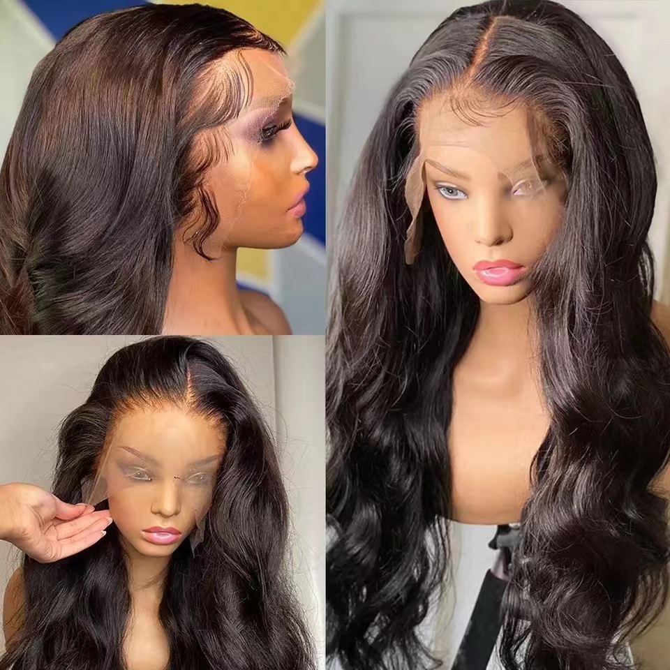 Spot comercio exterior ondas largas pelucas de moda de encaje natural realista fibra química cubierta de cabeza completa