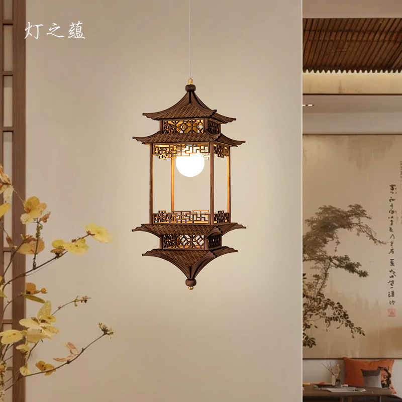 新中式仿古房子灯古建筑凉亭灯宋式美学茶室禅意酒店民宿玄关吊灯|undefined