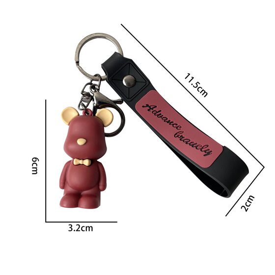 Trendy Nordic violence bow bear cute cartoon keychain creative ornaments car key chain couple backpack pendant