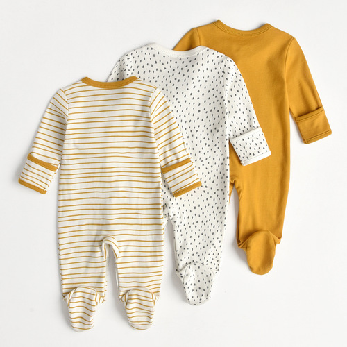 European and American new baby cotton one-piece romper, spring and autumn long-sleeved foot-covering newborn robe, one piece drop shipping