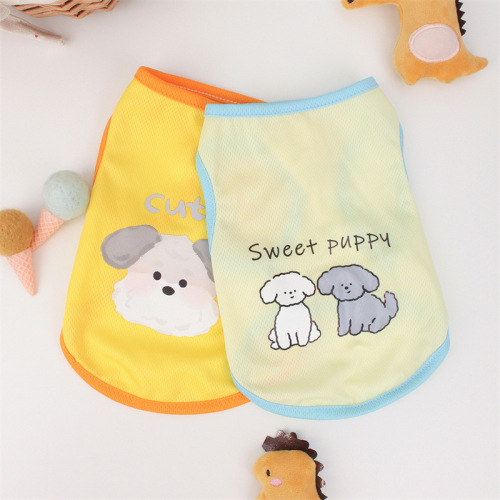 Summer Dog Clothes Thin Breathable Cartoon Backless Vest for Teddy and Bichon Small Dogs Lightweight Short Style Cat Two-Paw Suit