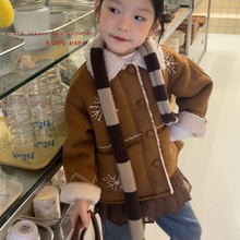 大小卷25秋冬新款儿童女童韩版羊羔毛外套翻领抗风北欧风加厚