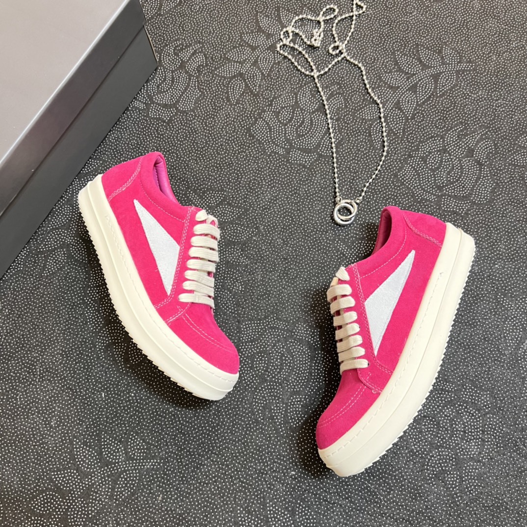 2024 Novo RO couro genuíno cano baixo com sola grossa, cadarço preto e branco, sapatos casuais escuros de rua para ambos_voghion.com