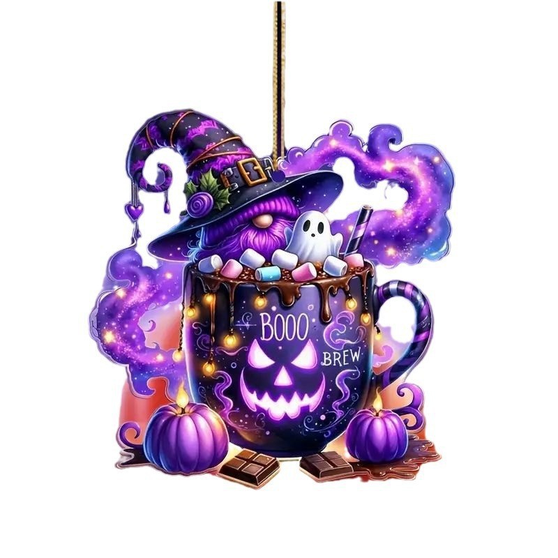 Ventas calientes de nuevo acrílico 2D calavera caramelo Halloween decoración colgante de coche image 5