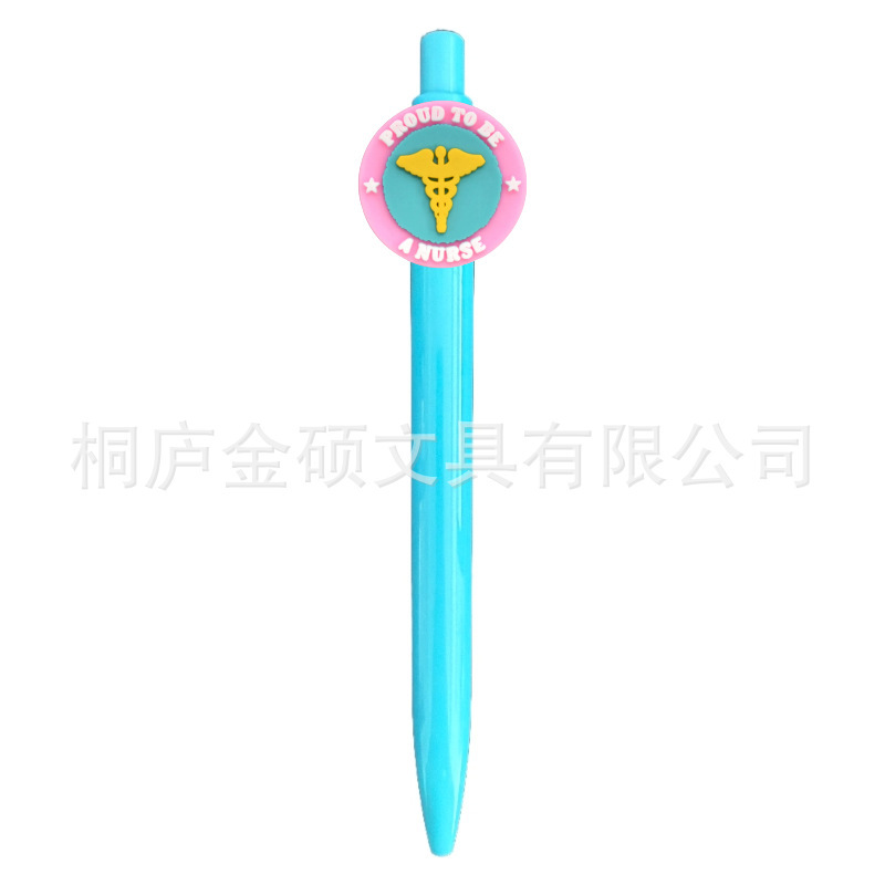 外贸护士笔简约创意纯色糖果色软质卡通圆珠笔黑笔可爱按动笔医生|undefined
